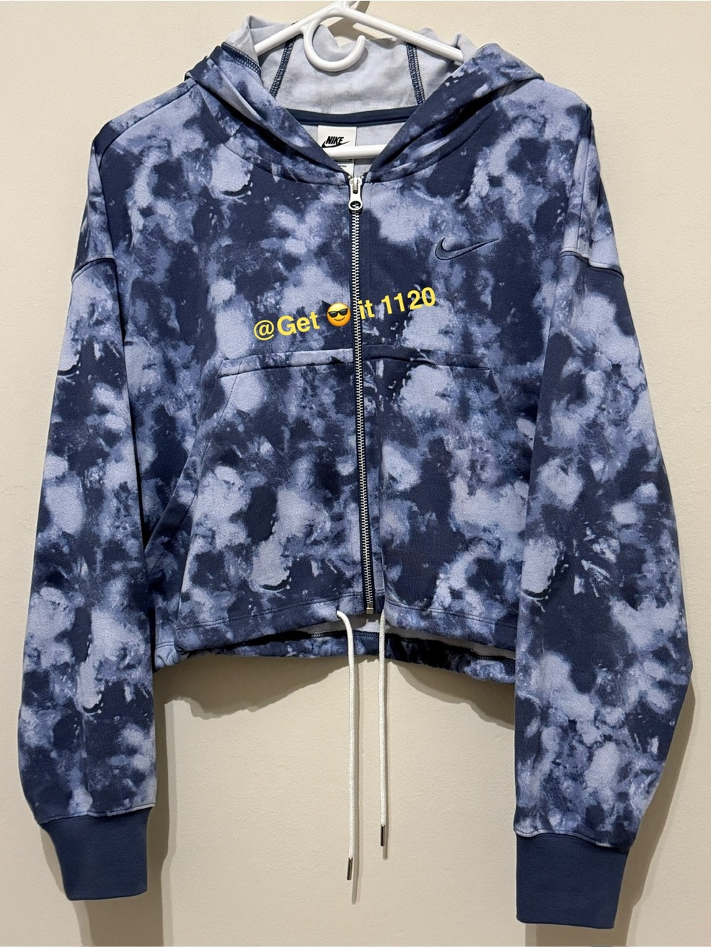 Nike Sportswear Women's Woven DYE Jersey Full Zip Hoodie DV7920-015 Blue Size M